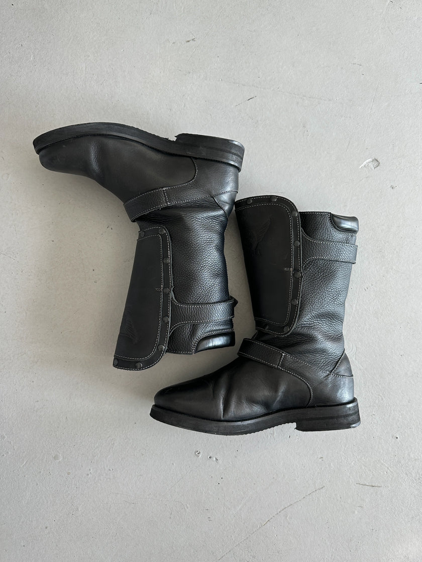 ARMANI JEANS - 2000s BIKER LEATHER BOOTS