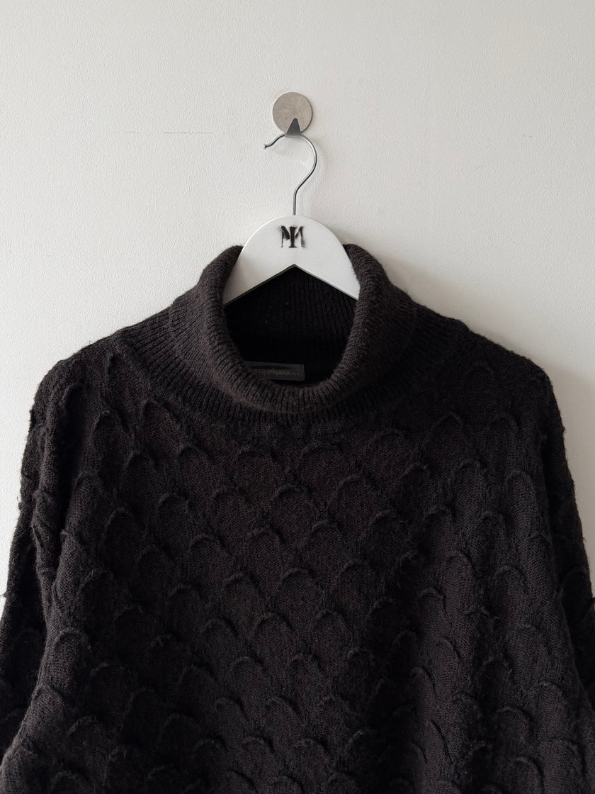 ISSEY MIYAKE - early 1980s 3D CUT OUT KNIT TURTLENECK JUMPER