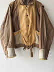 ITALIAN LABEL 1980s LAYERED JACKET WITH LEATHER FRONT AND SHEARLING POCKET AND CUFFS