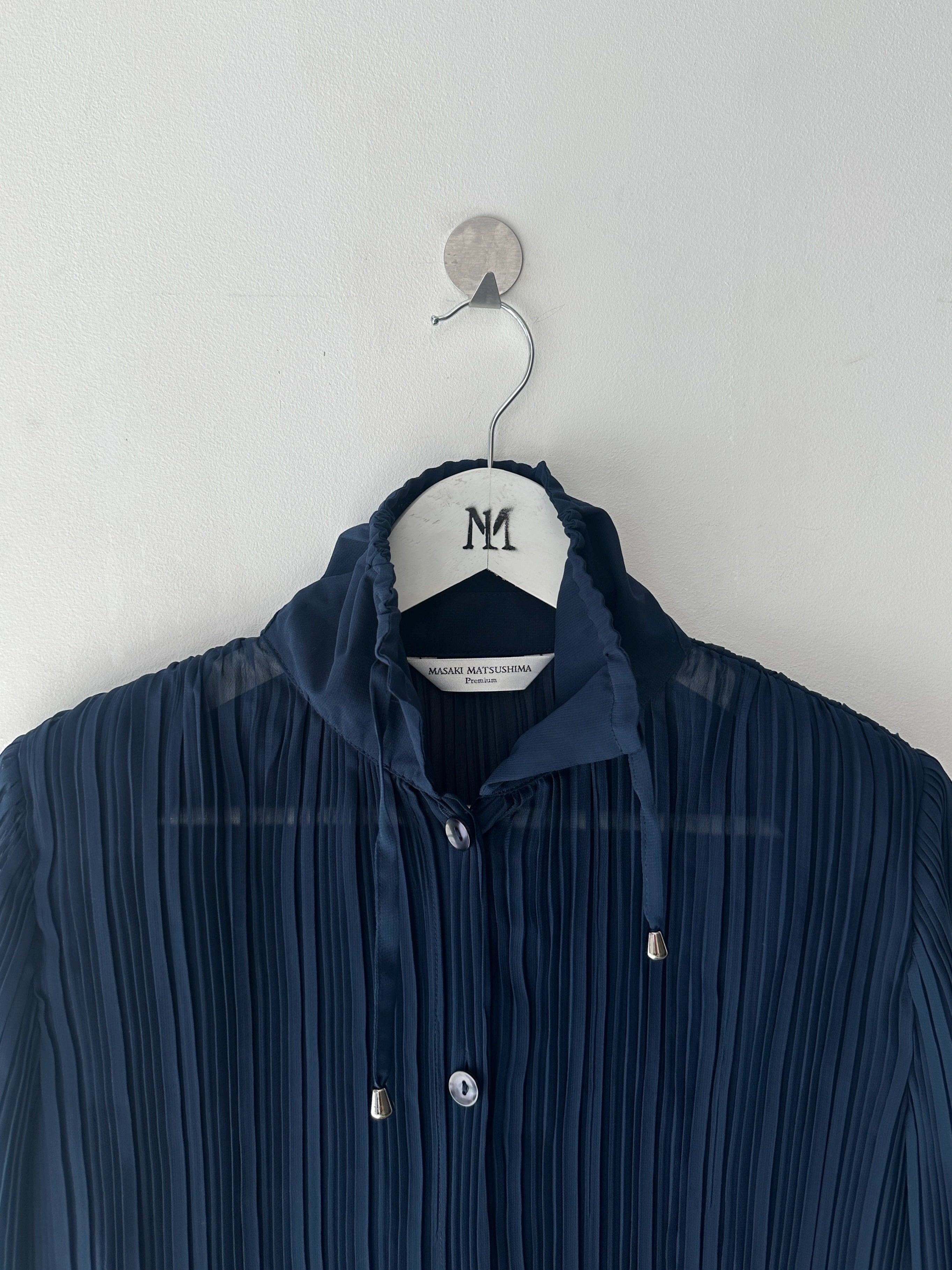 MASAKI MATSUSHIMA - 2000s PLEATED BLOUSE WITH DRAWSTRING COLLAR