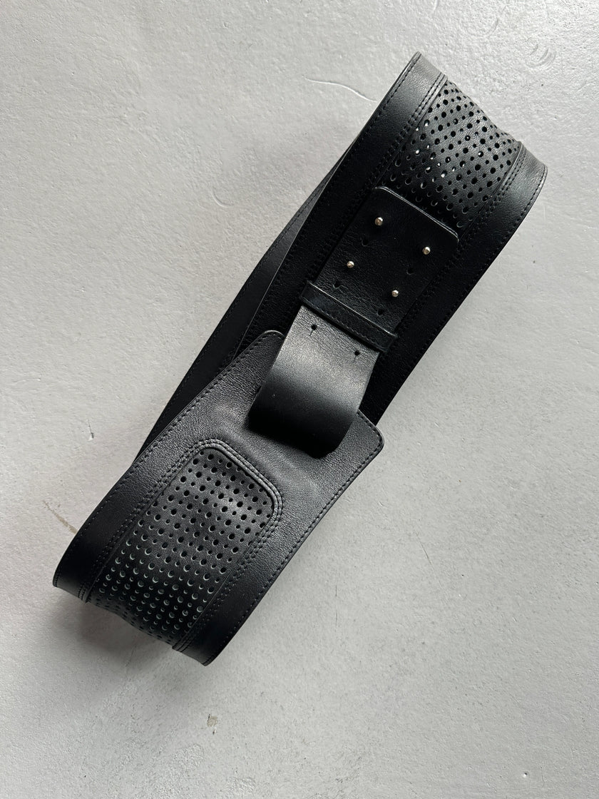 EMPORIO ARMANI - 1990s WIDE WAIST LEATHER BELT