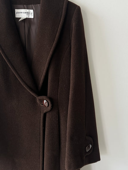 PIERRE CARDIN - 1990s LONG FITTED COAT WITH SINGLE BUTTON CLOSURE