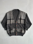 VALENTINO - 1990s PANELED WOOL CARDIGAN WITH SUEDE PATCHES