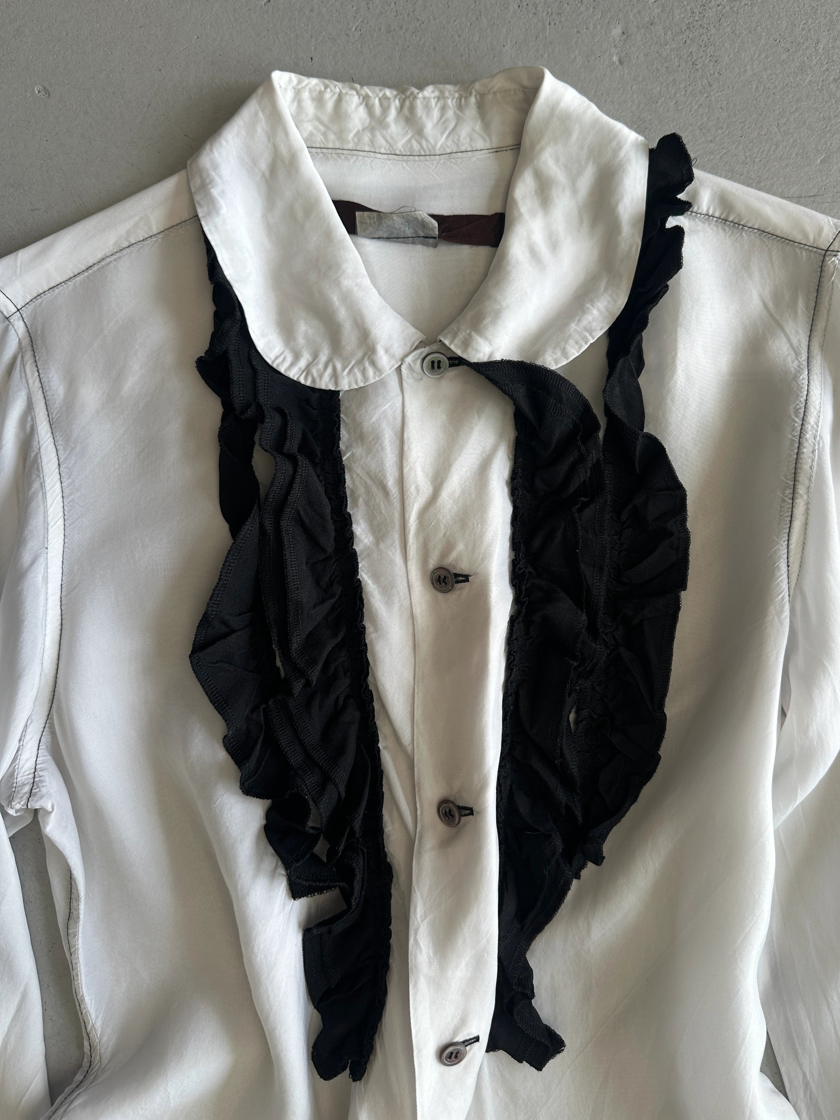 COMME DES GARÇONS - A/W 2010 RUFLLED FRONT SILKY LONG SLEEVE SHIRT