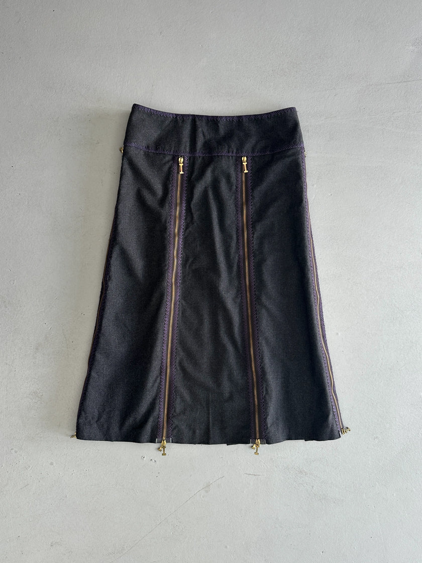 ICEBERG - 1990s MULTI ZIP MIDI SKIRT