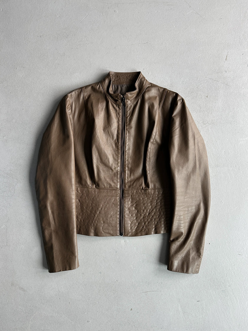 1990s STITCHED WAIST PANEL LEATHER JACKET