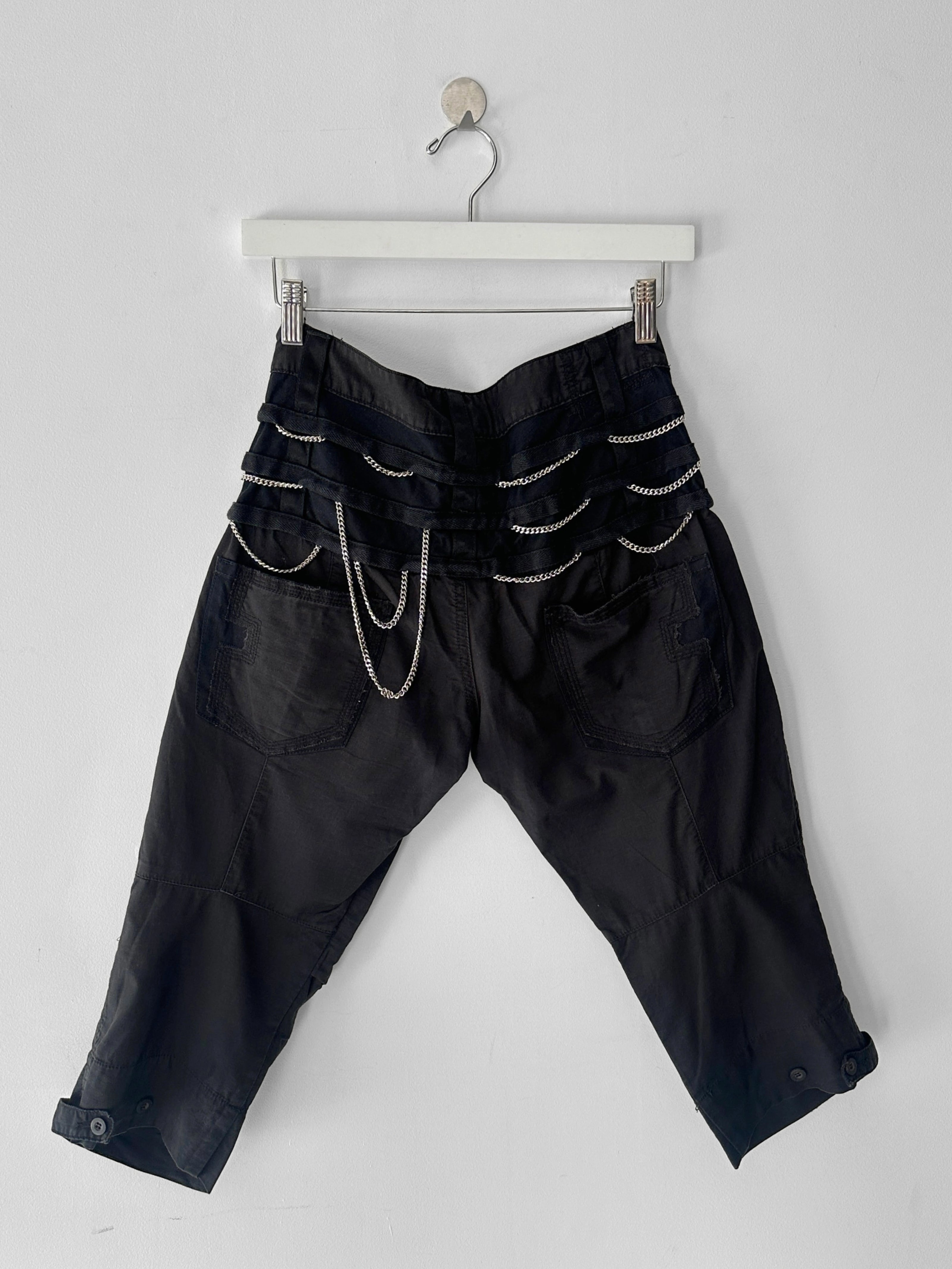 MARITHÉ + FRANÇOIS GIRBAUD - S/S 2008 PANELED CROPPED TROUSERS WITH CHAIN DETAILS
