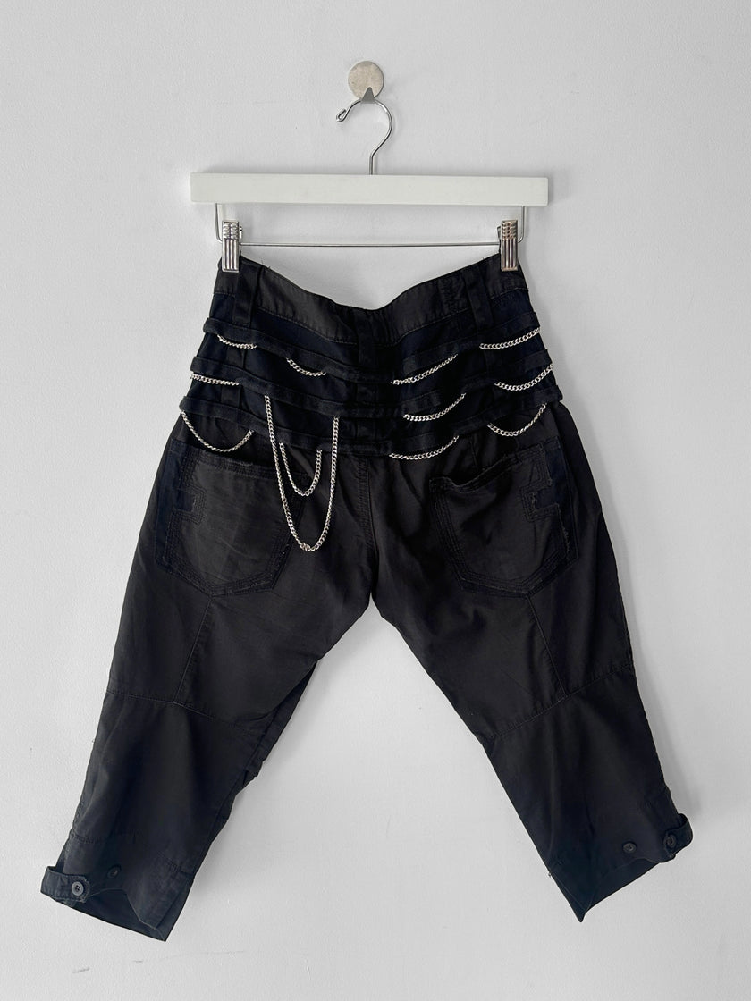 MARITHÉ + FRANÇOIS GIRBAUD - S/S 2008 PANELED CROPPED TROUSERS WITH CHAIN DETAILS