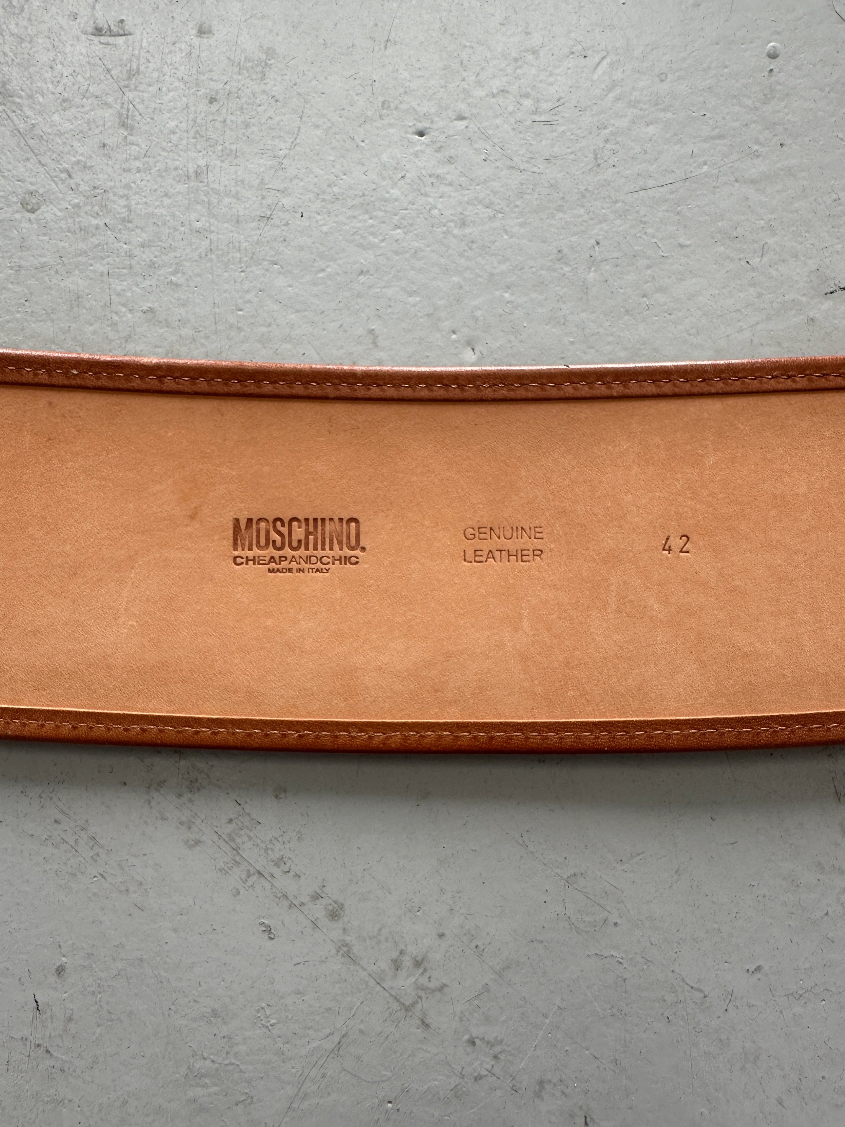 MOSCHINO - late 1980s PERFORATED LEATHER WIDE WAIST BELT