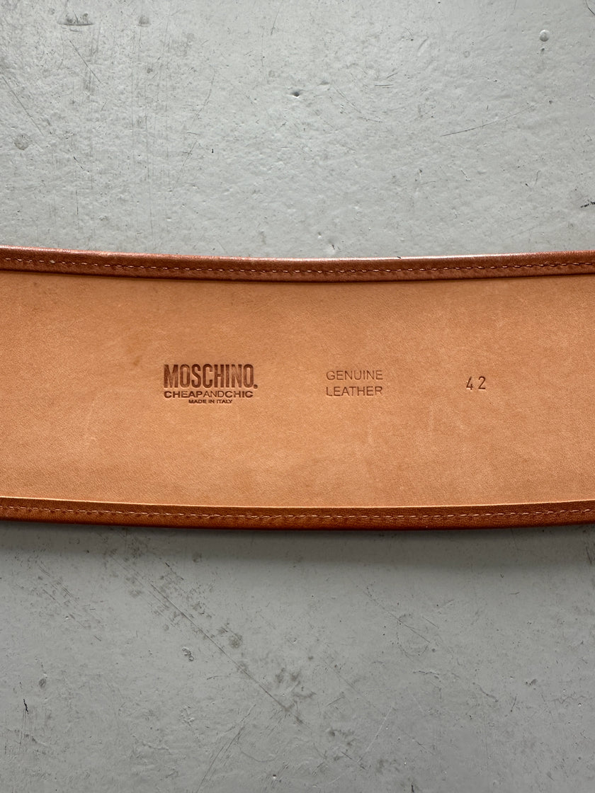 MOSCHINO - late 1980s PERFORATED LEATHER WIDE WAIST BELT