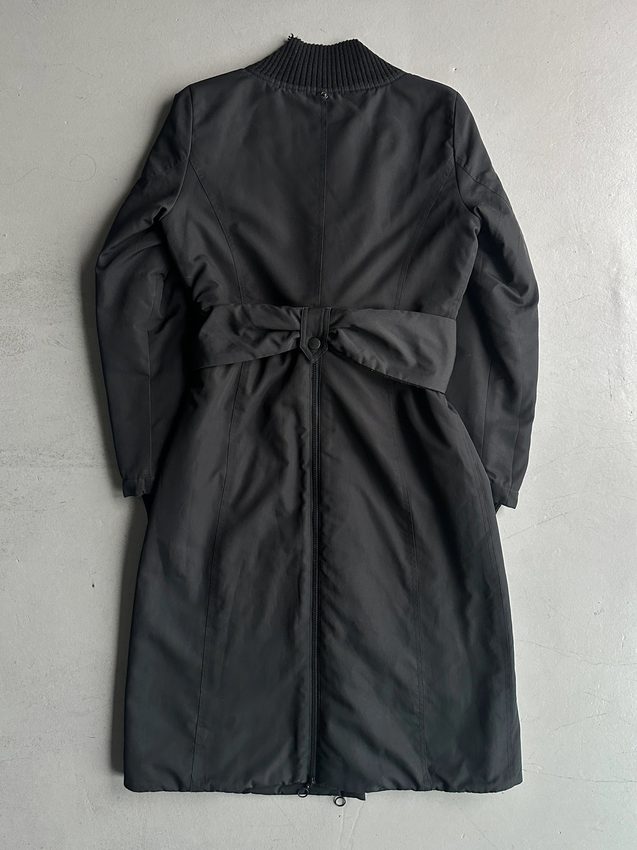COP COPINE - early 2000s PADDED COAT WITH ZIPPED BACK AND GLOVES SCARF