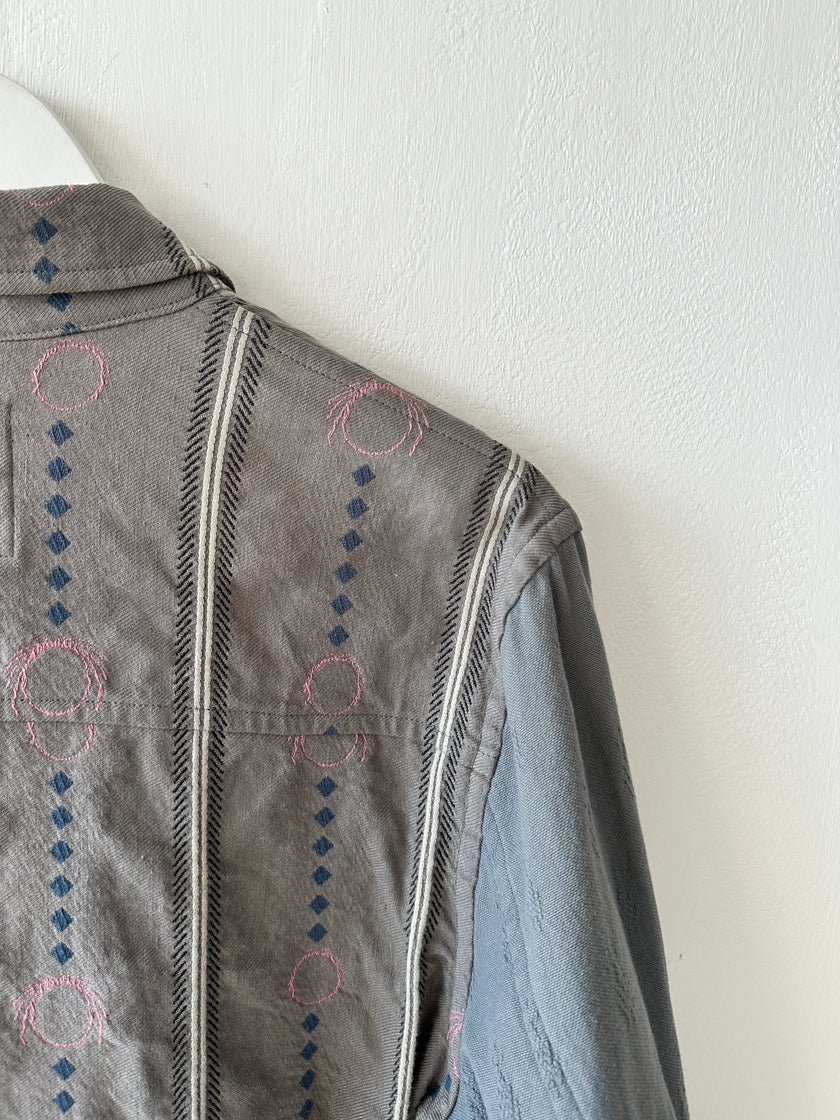 UNDERCOVERISM - early 2000s LINEN JACKET WITH CONTRASTING SLEEVE