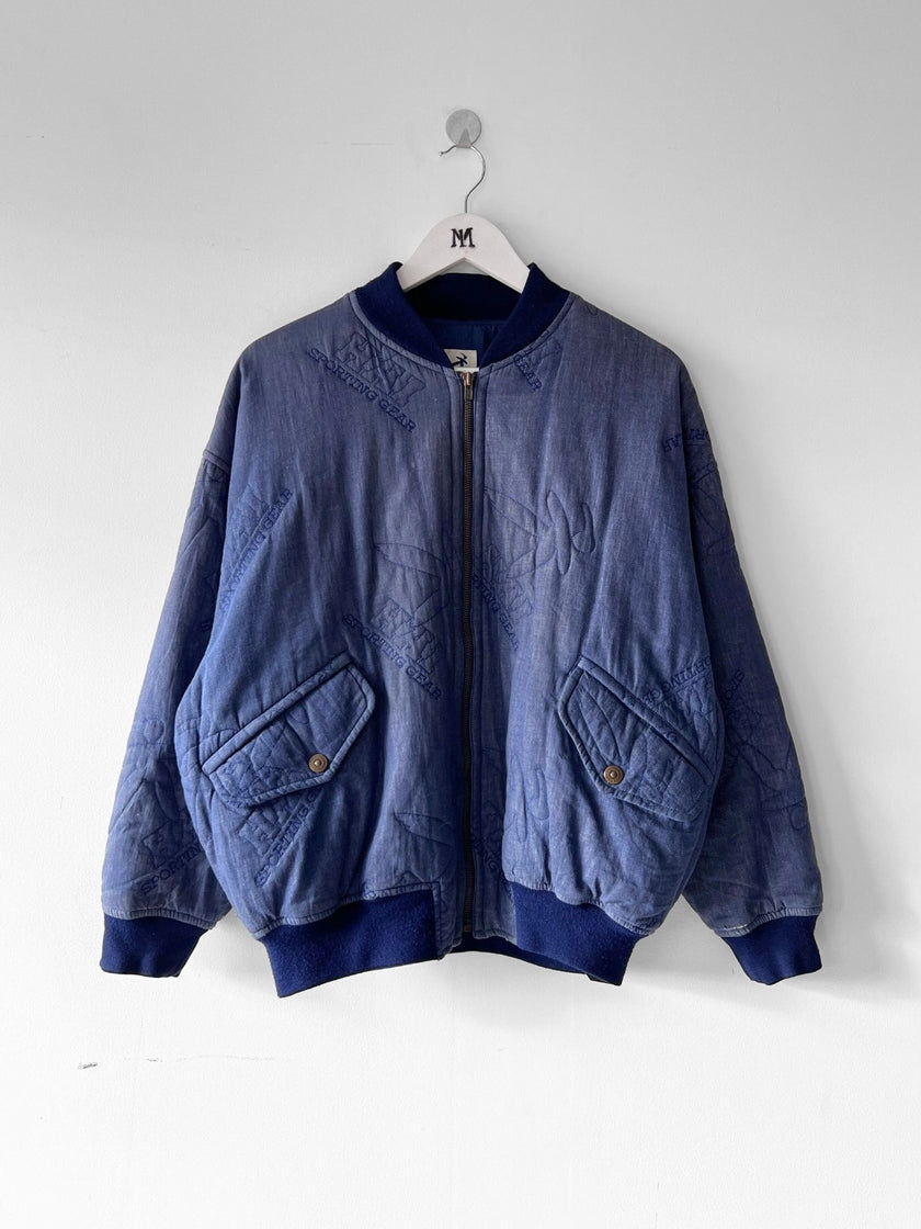 ISSEY MIYAKE HAI - 1980s ALL OVER EMBROIDERED LOGO  BOMBER JACKET