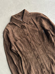 ARMANI JEANS - 1990s SUEDE EFFECT POINTED COLLAR SHIRT