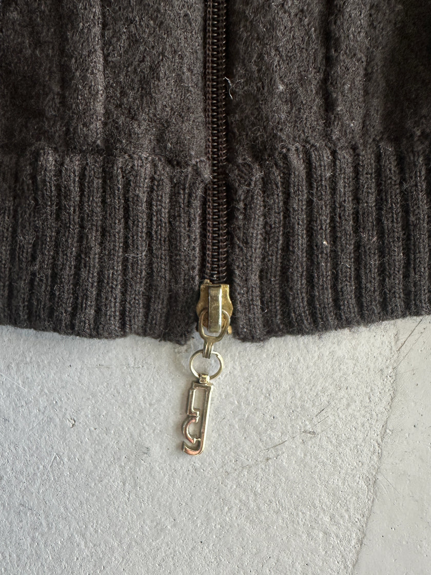 LES COPAINS  - 1990s HIGH NECK KNIT ZIPPED VEST GILET