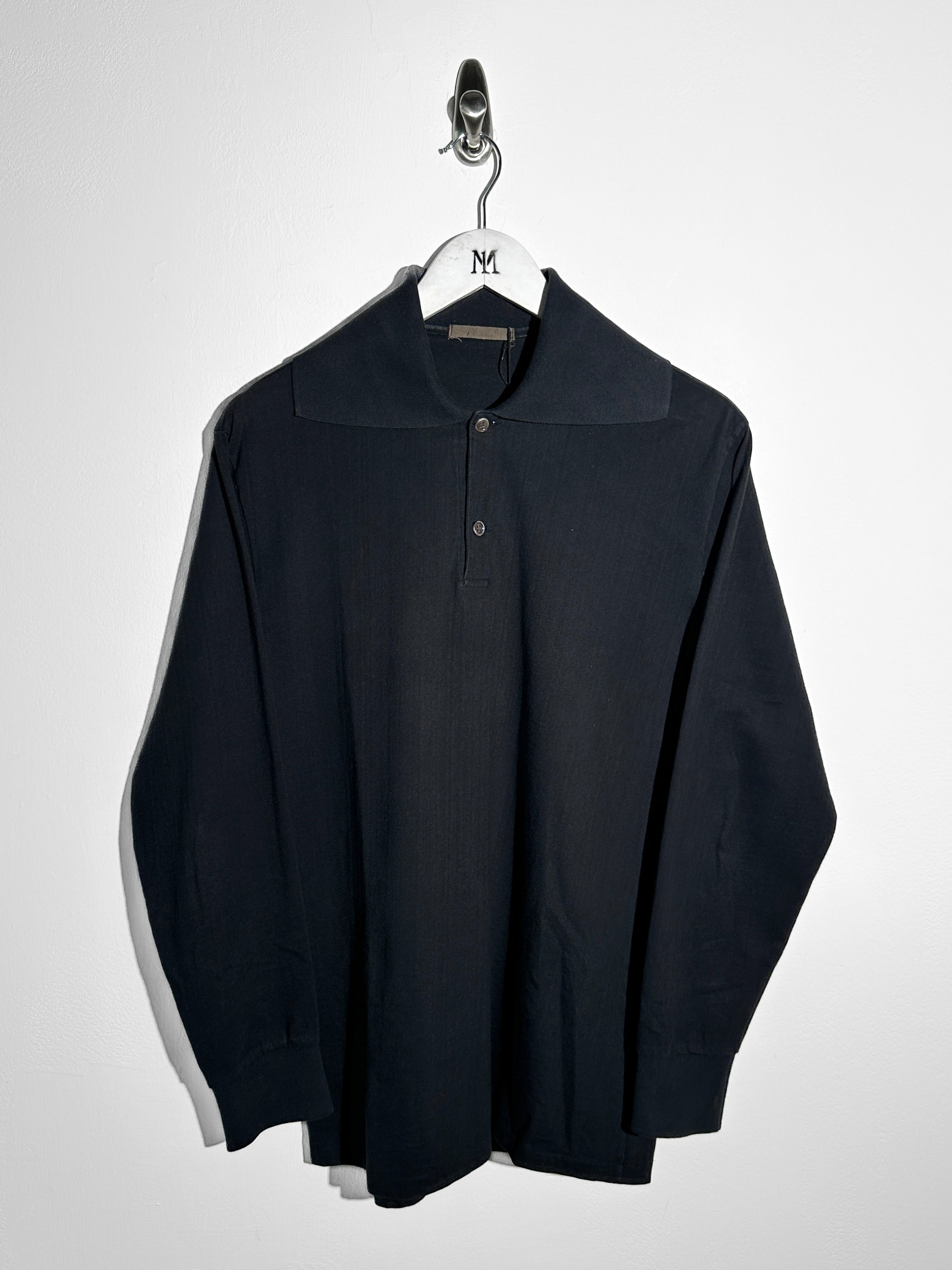 YOHJI YAMAMOTO Y's - 1980s OVERSIZED SQUARE COLLAR LONG SLEEVE TOP