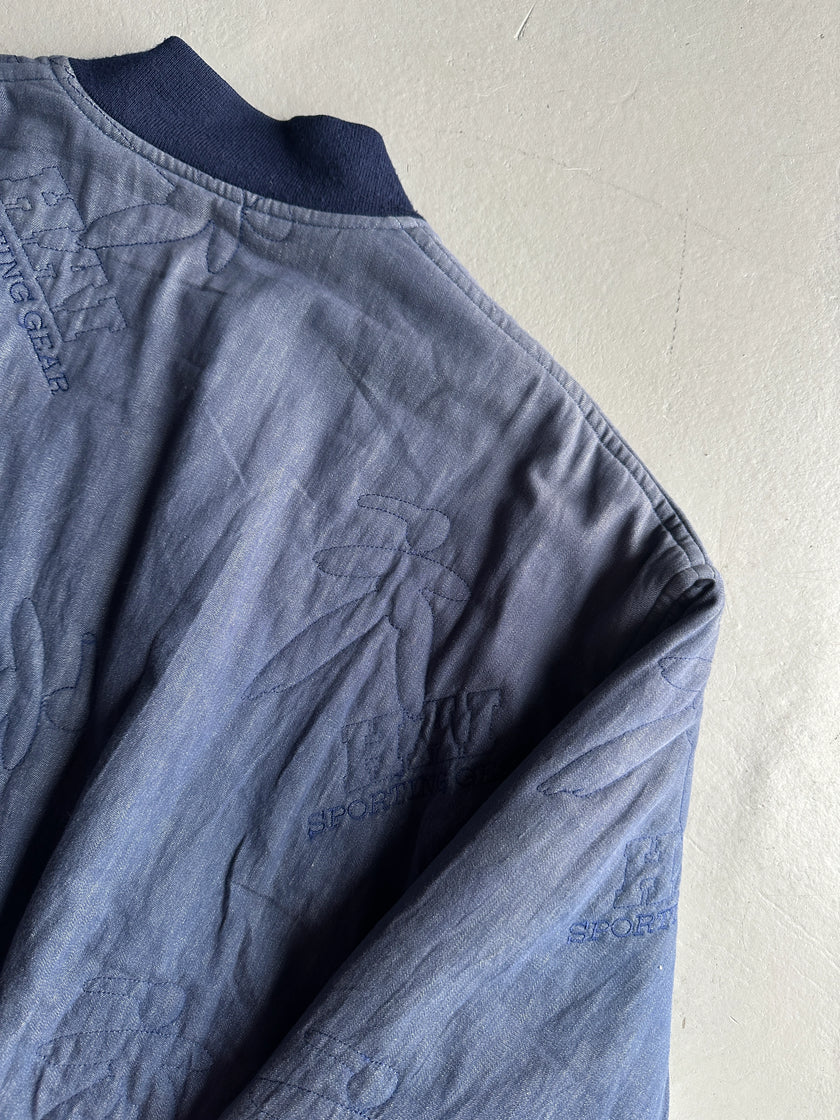 ISSEY MIYAKE HAI - 1980s ALL OVER EMBROIDERED LOGO  BOMBER JACKET