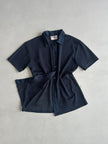 2000s FLORAL PATTERN MESH HALF SLEEVE BUTTONED SHIRT