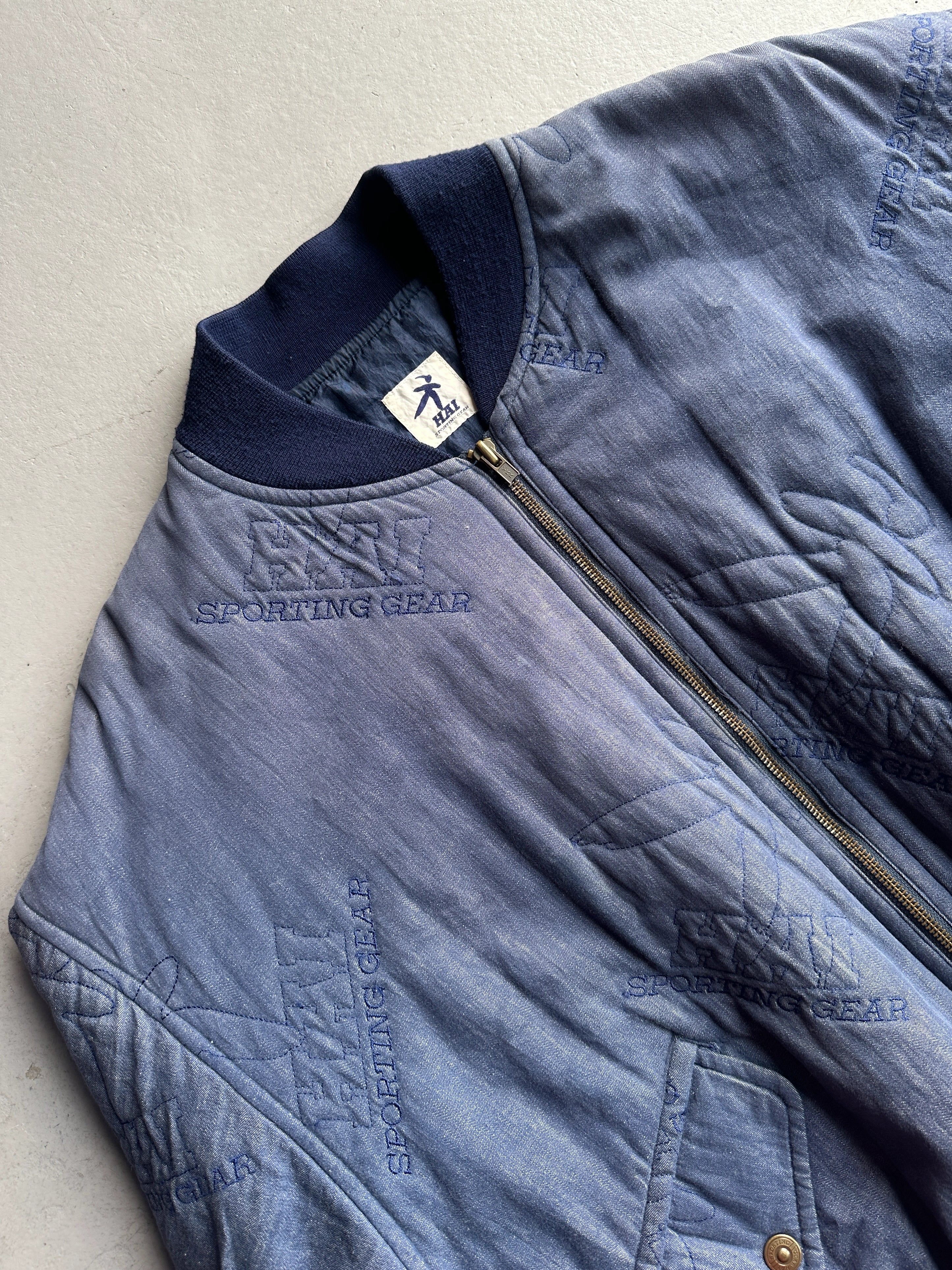 ISSEY MIYAKE HAI - 1980s ALL OVER EMBROIDERED LOGO  BOMBER JACKET