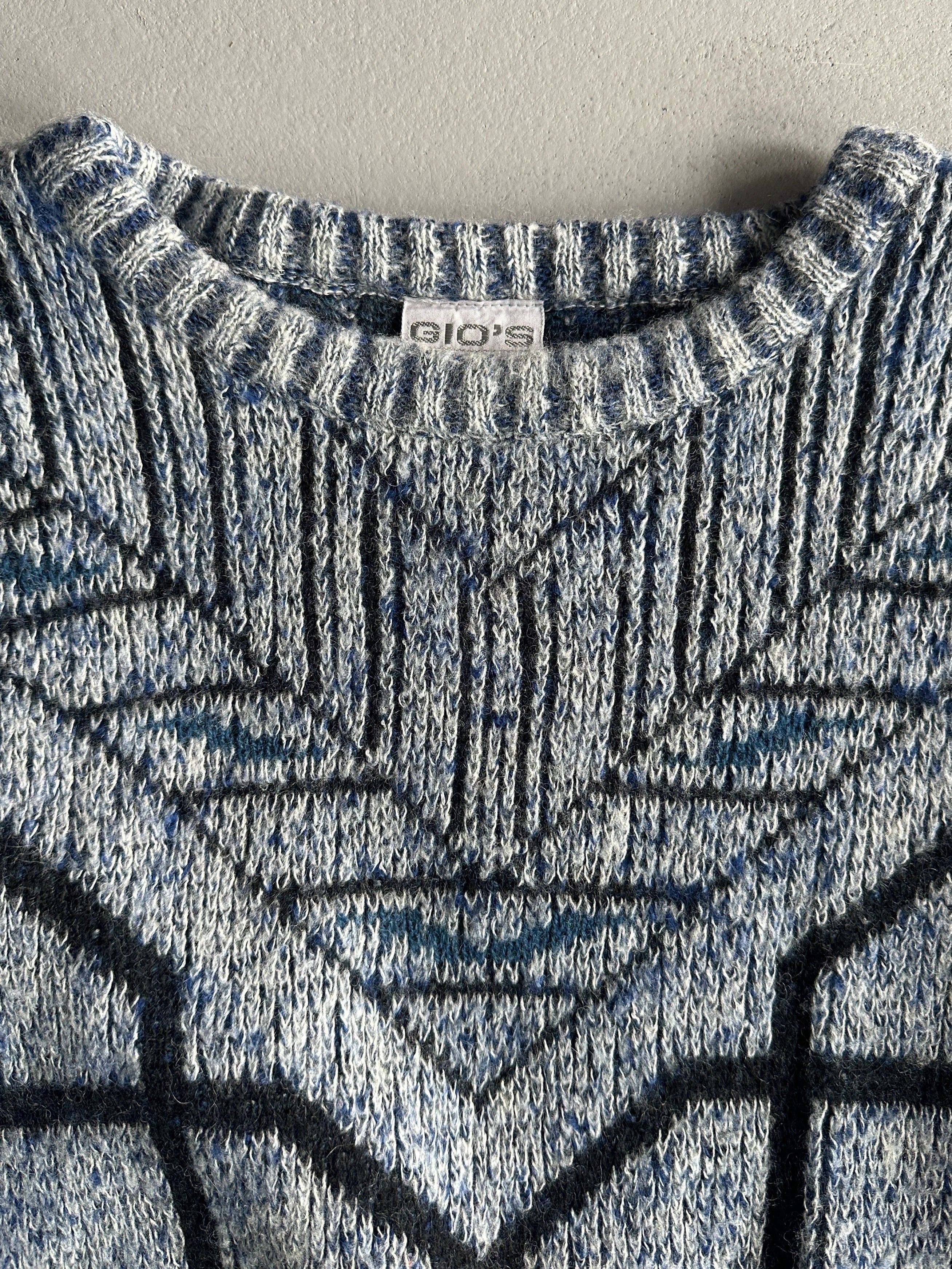 1980s JACQUARD PRINT ROUND NECK KNIT JUMPER