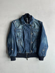 BURBERRY - 2000s DENIM BOMBER JACKET WITH KNITTED DETAILS