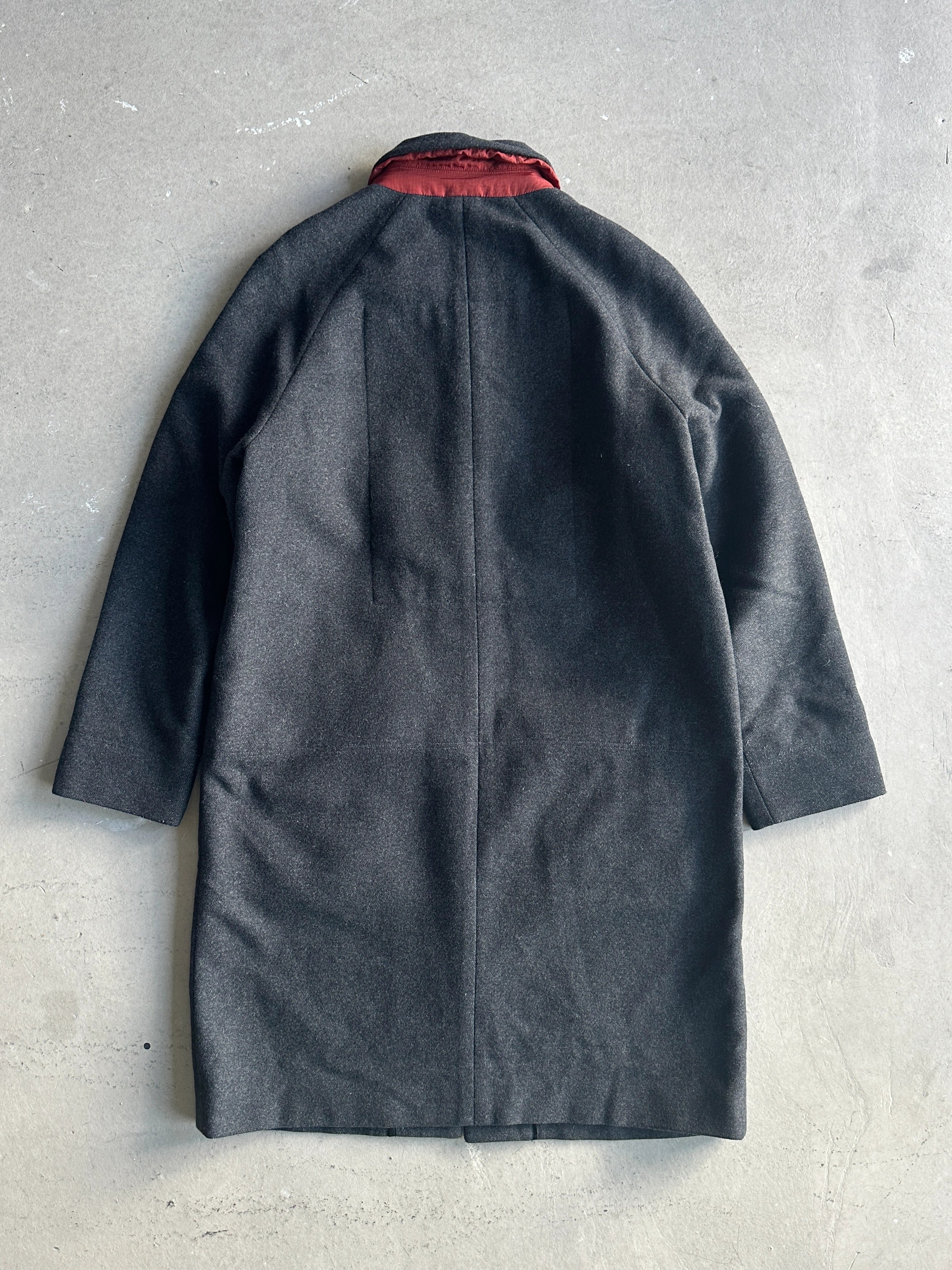 KENZO - 1990s WOOL COAT WITH CONTRASTING NYLON POCKET