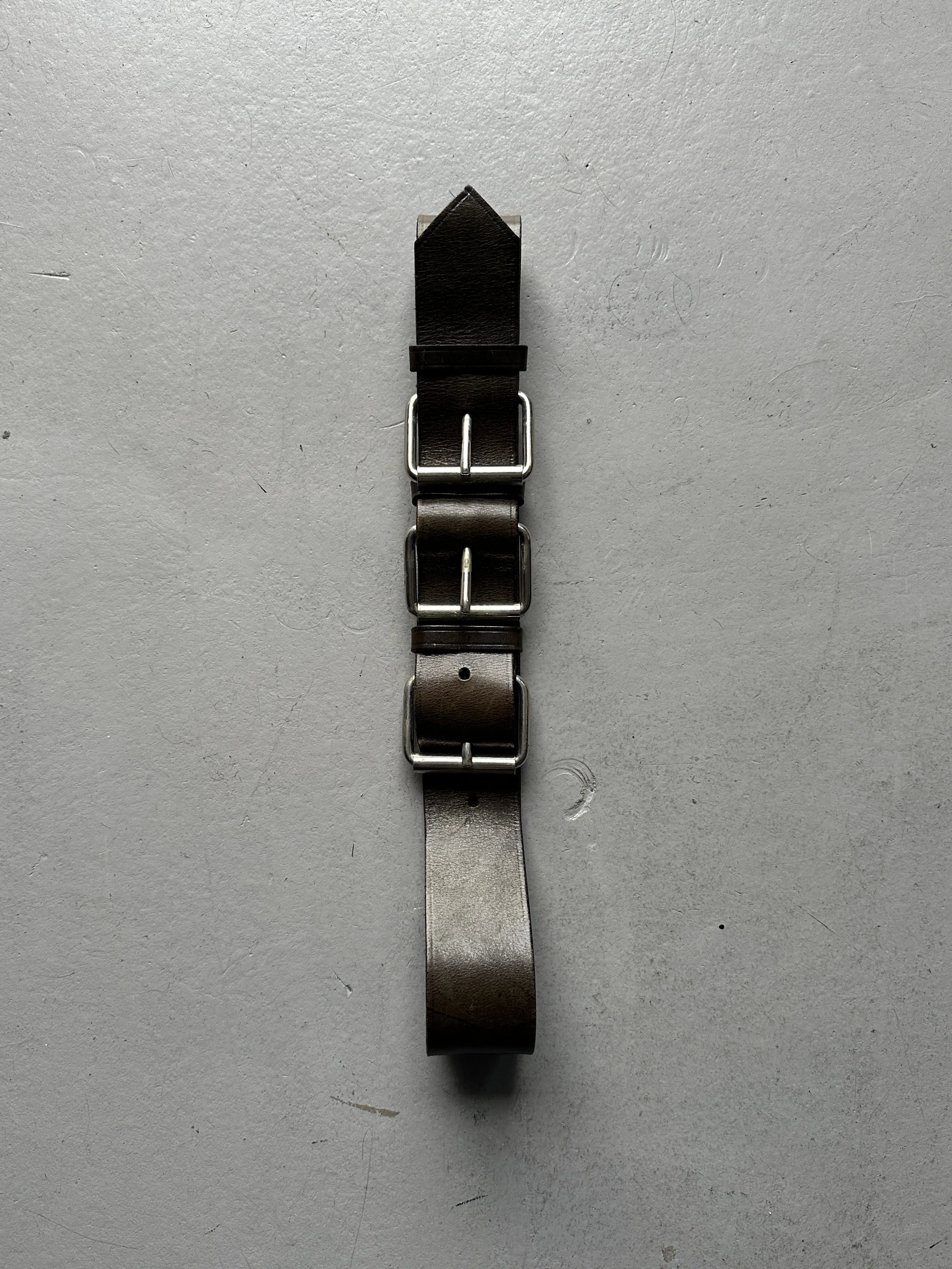 MOSCHINO - 1990s TRIPLE BUCKLE LEATHER BELT