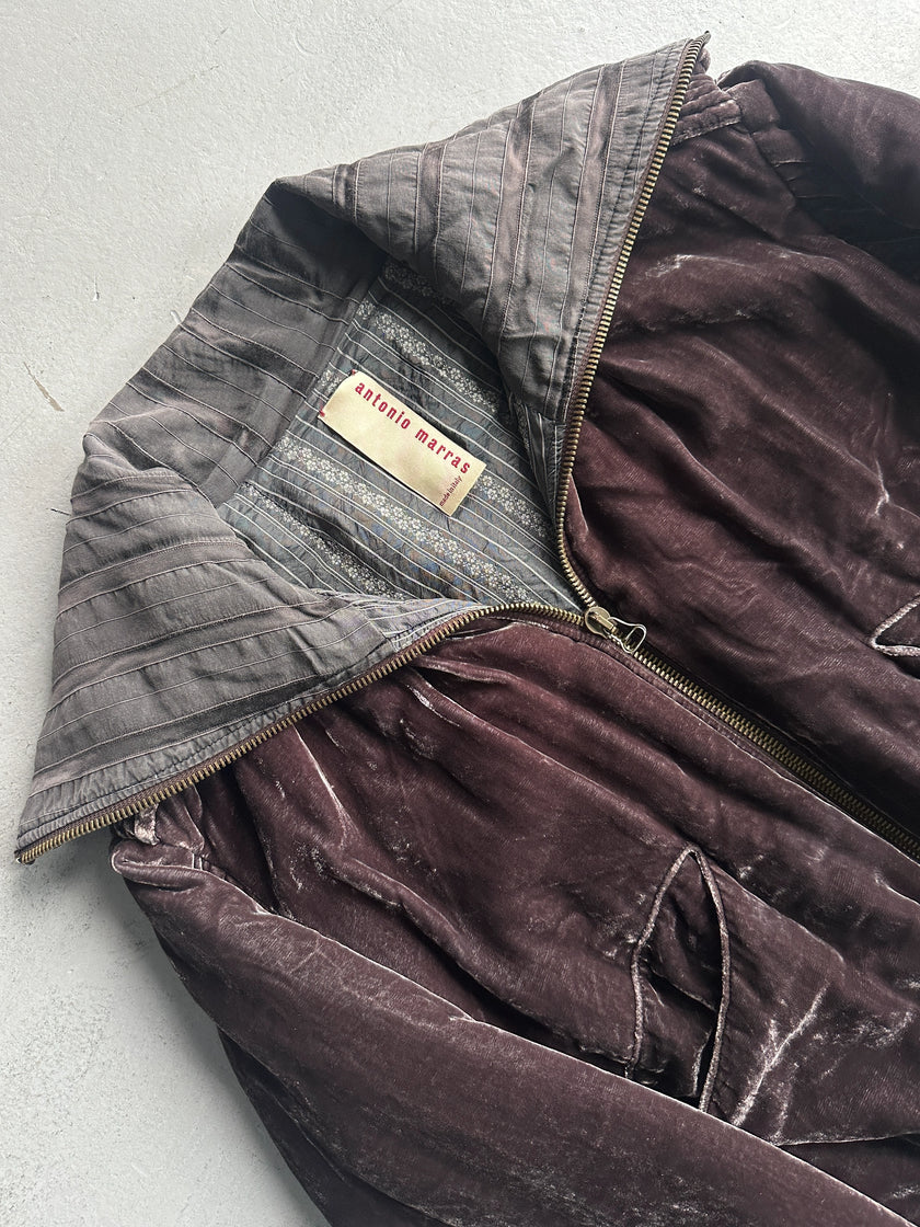 ANTONIO MARRAS - early 2000s VELVET FUNNEL NECK BOMBER JACKET