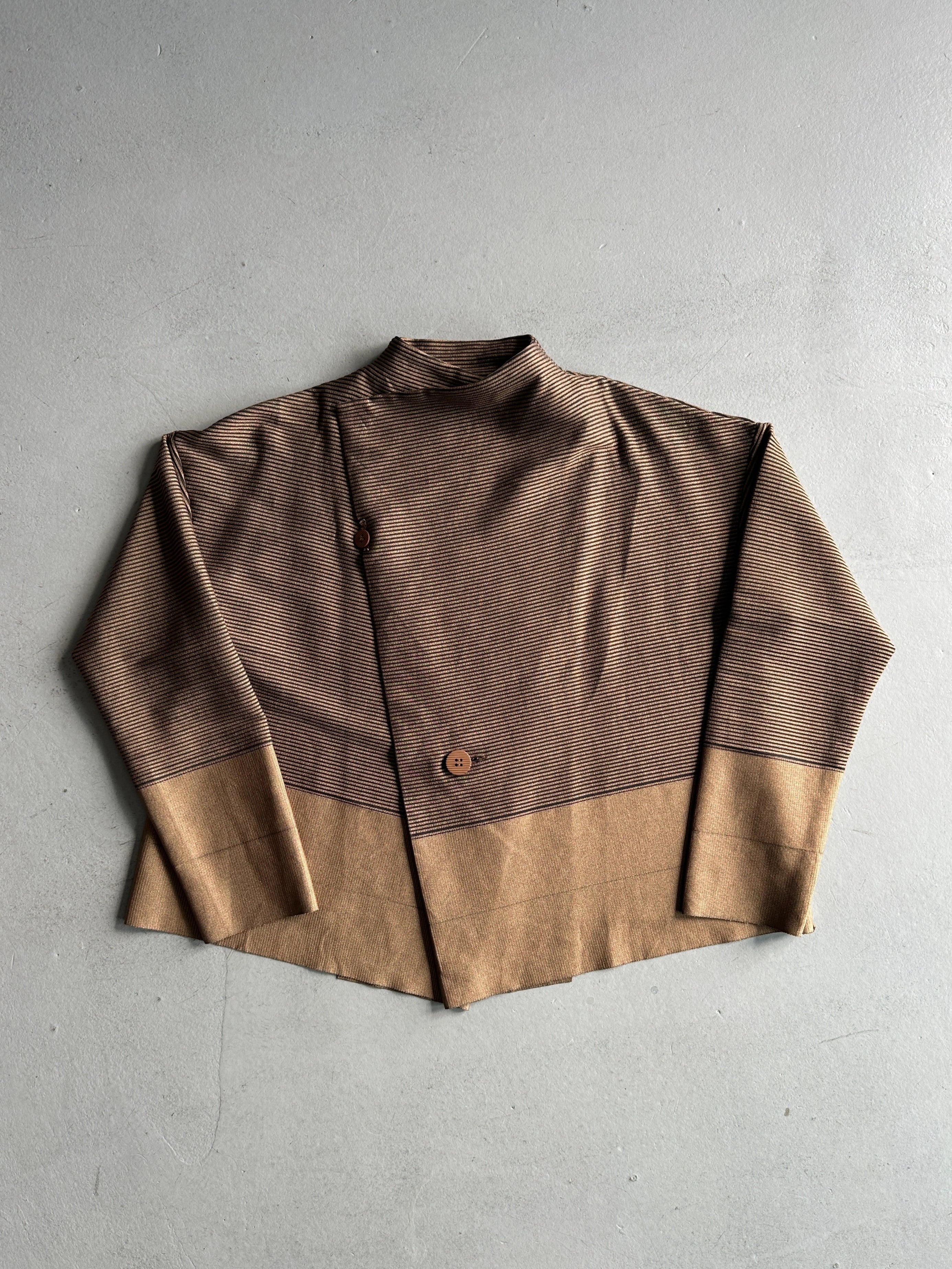 ISSEY MIYAKE - 2000s ASYMMETRICAL FRONT TWO TONE LIGHT JACKET