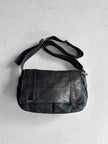 YOHJI YAMAMOTO Y'SACCS - late 1990s-2000s NYLON MESSENGER BAG WITH LEATHER FRONT PANEL