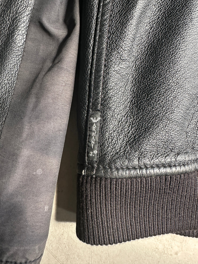 ARMANI JEANS - 1990 LEATHER BOMBER JACKET