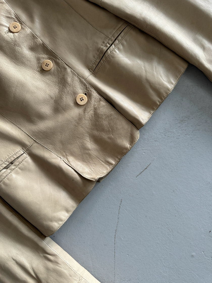 EMPORIO ARMANI - 2004 FUNNEL NECK LEATHER JACKET