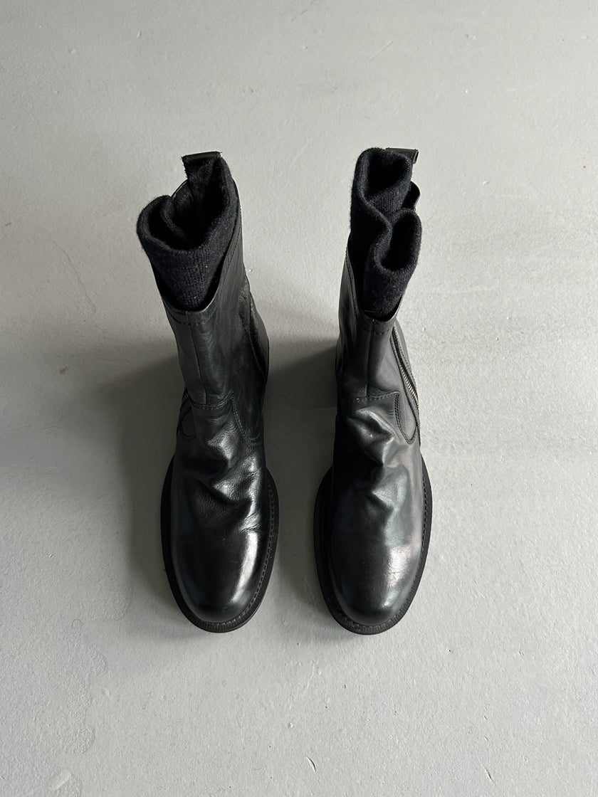 YOHJI YAMAMOTO Y's - 1990s MID CALF LEATHER BOOTS