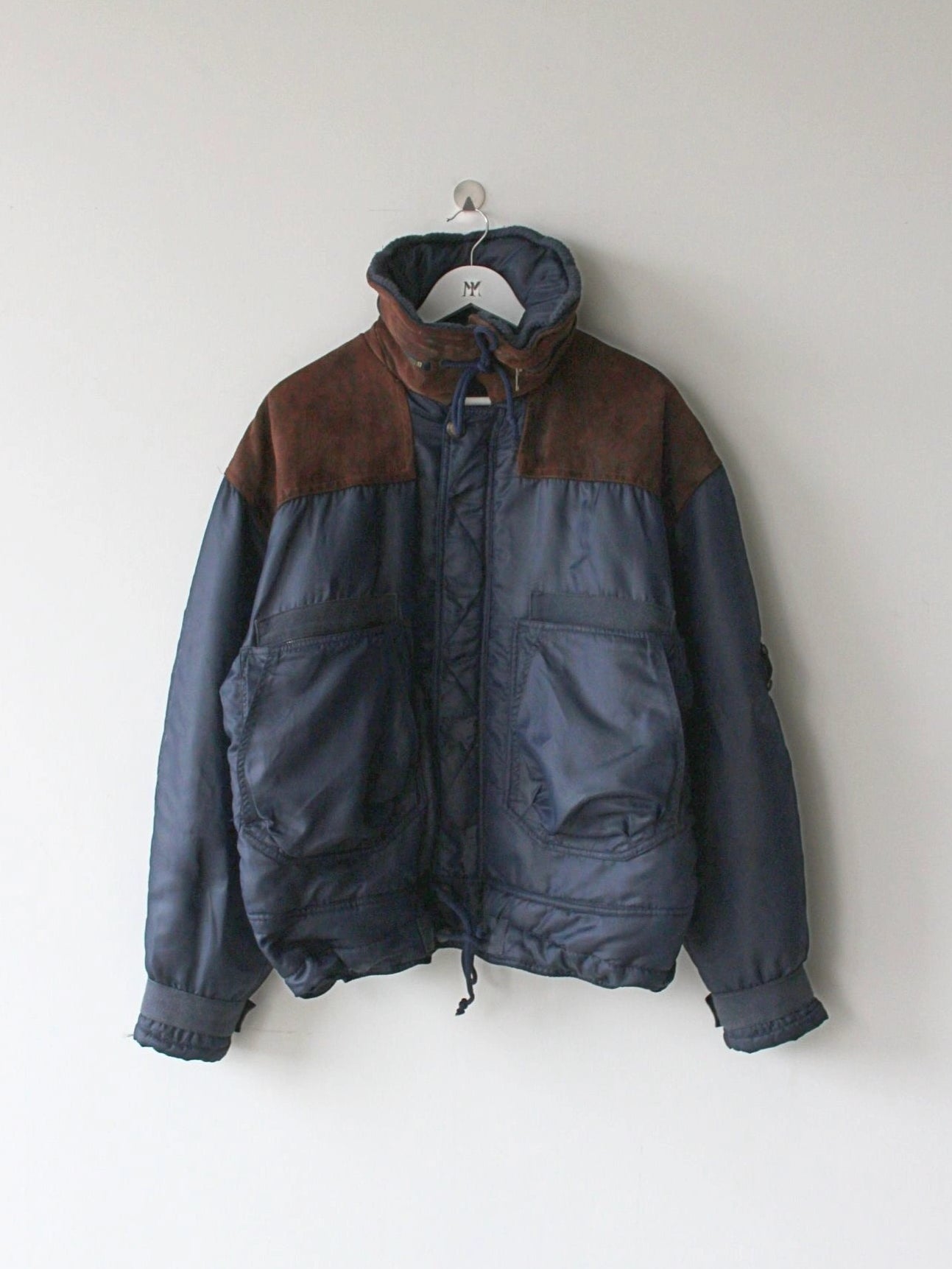 ARMANI JEANS 1990s AVIATOR BOMBER JACKET WITH SUEDE DETAILS
