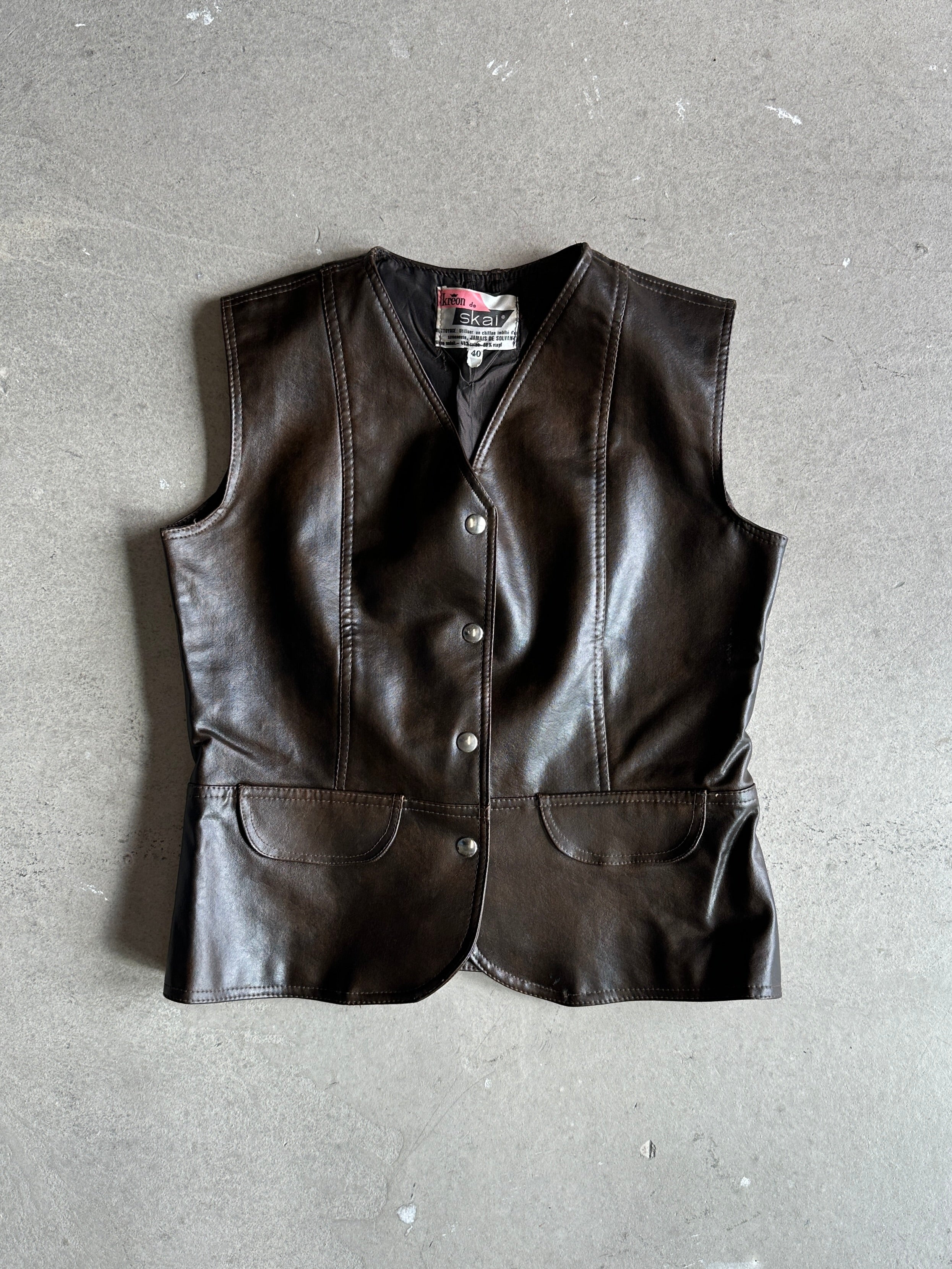 1980s LEATHER VEST GILET