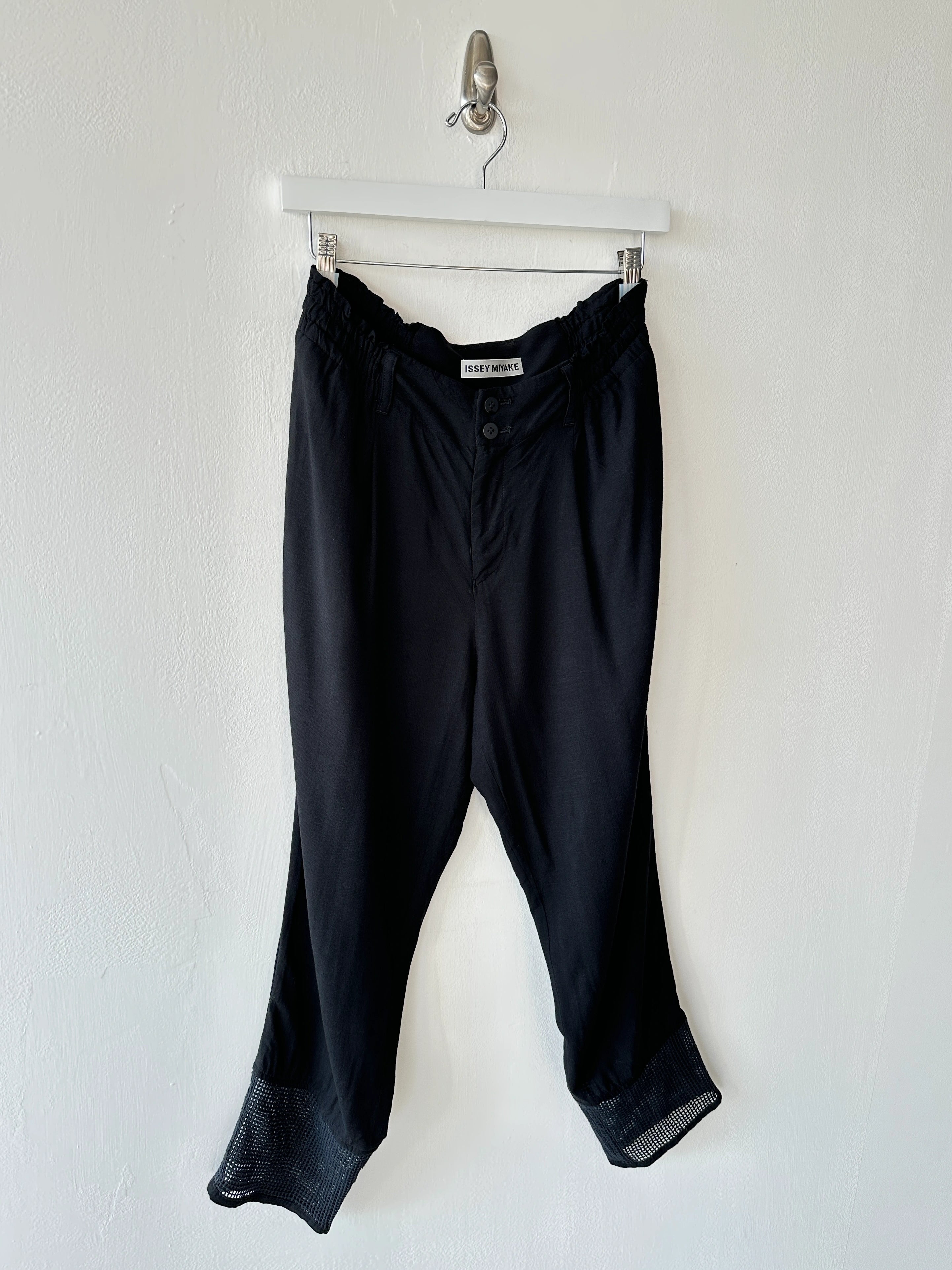 ISSEY MIYAKE - S/S 2014 RELAXED TROUSERS WITH GRID MESH PANELS