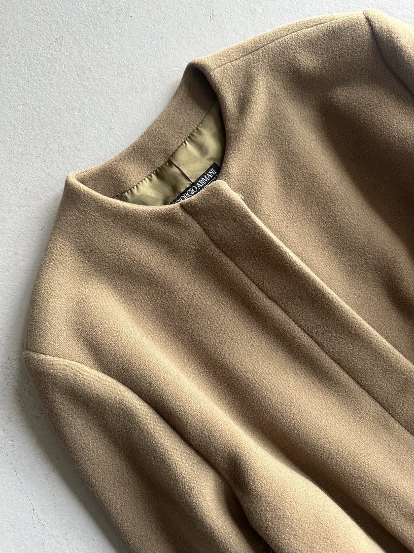 GIORGIO ARMANI - 1990s BELTED COLLARLESS COAT