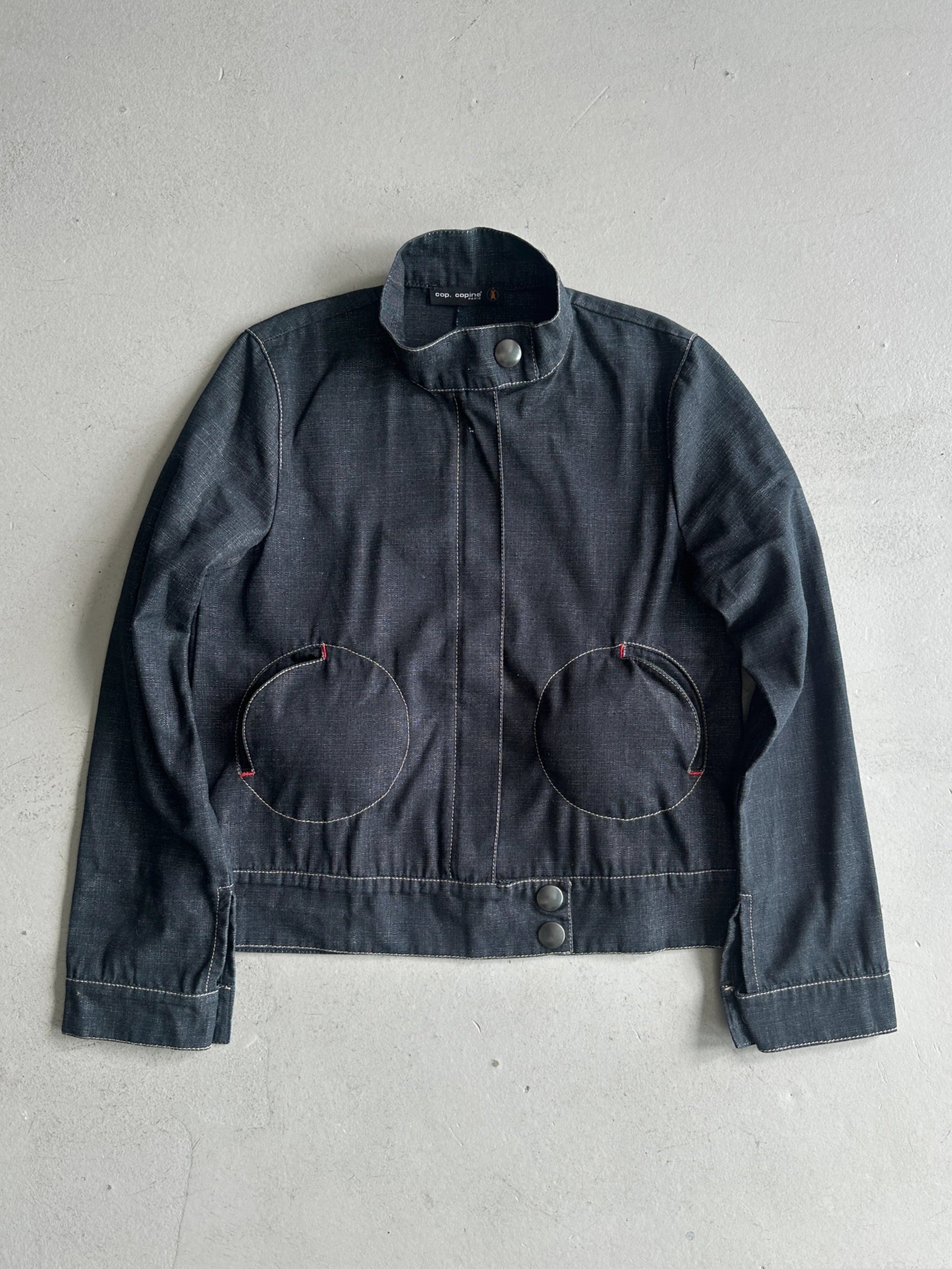 COP COPINE - 2000s CROP FIT DENIM JACKET WITH ROUND POCKETS
