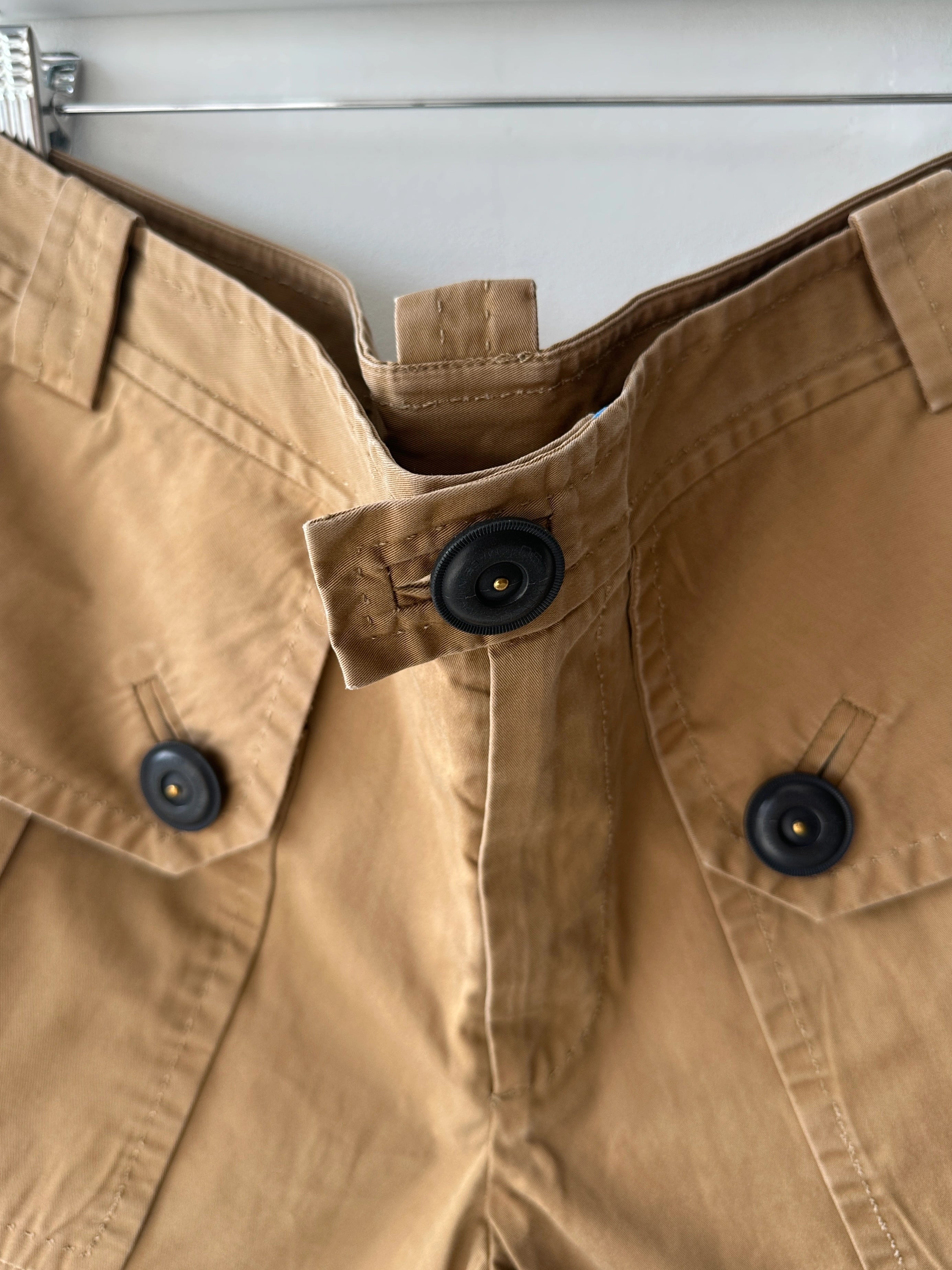 DSQUARED2 - S/S 2014 PANELED CARGO SHORTS WITH OVERSIZED BUTTON DETAILS