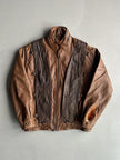 1990s PANELED BOMBER LEATHER JACKET WITH CROCODILE PRINT YOKE