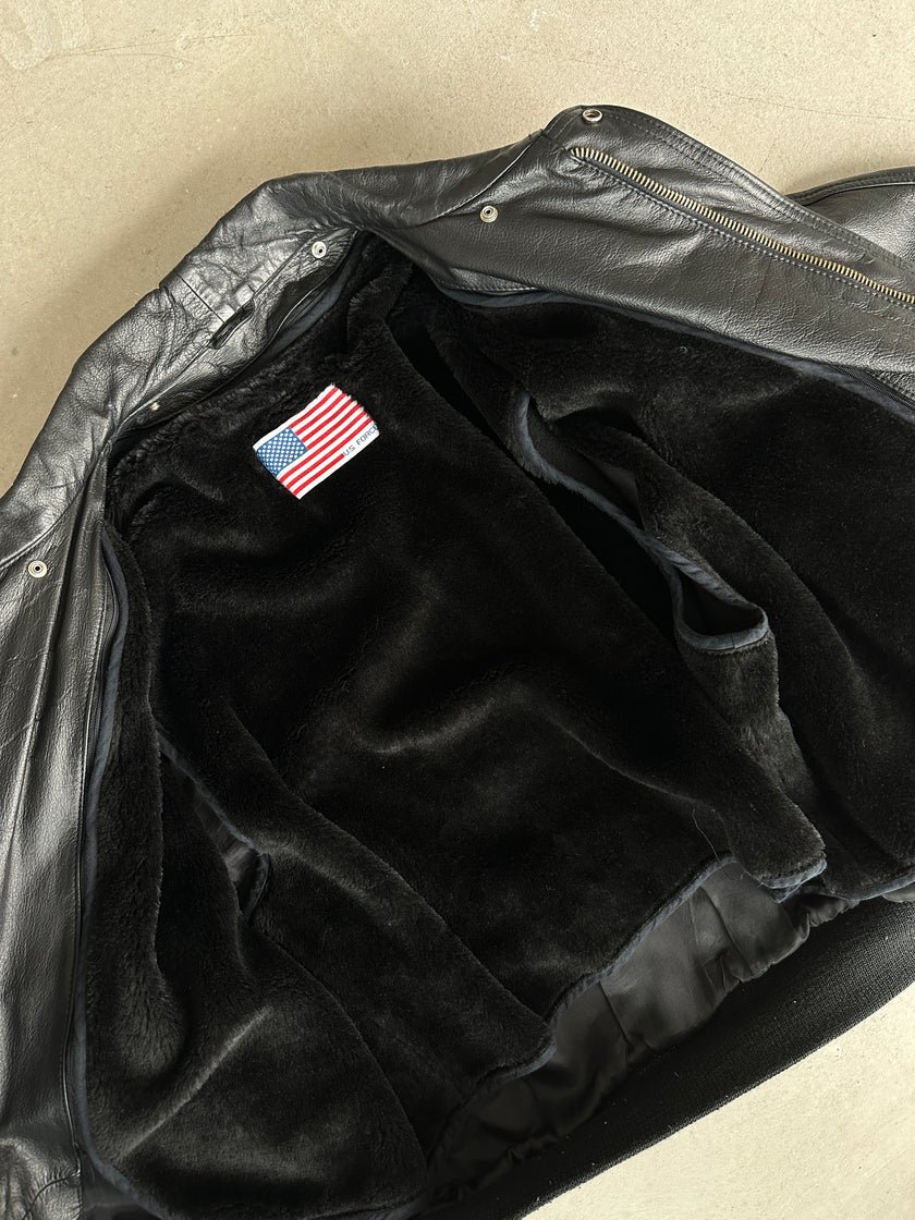 1970s LEATHER AVIATOR BOMBER JACKET