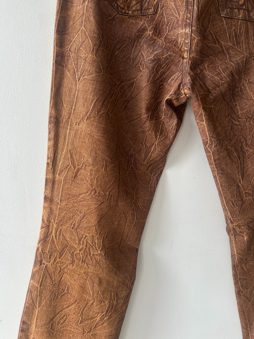 KENZO - 1980s DENIM TROUSERS WITH CRINKLED EFFECT WASH