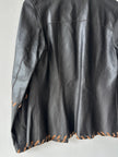 ITALIAN LABEL early 2000s OPEN FRONT LEATHER JACKET WITH WHIPSTITCH DETAILS