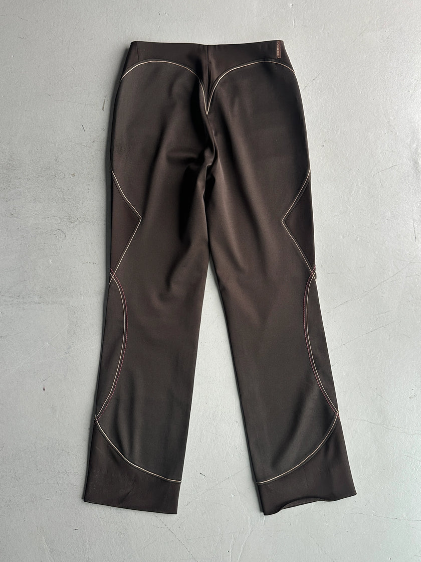 GIANFRANCO FERRÉ - 1990s SAMPLE EMBROIDERED TROUSERS WITH FLARED HEMS