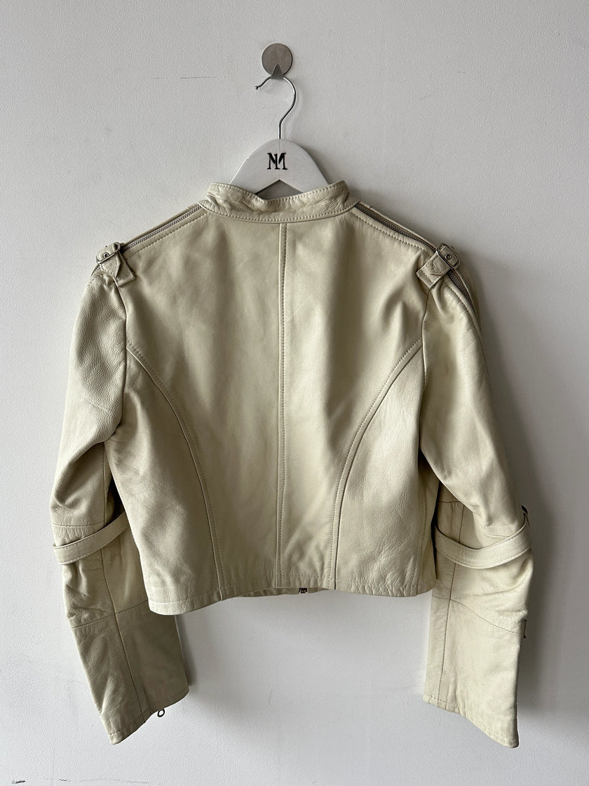 2000s CROP FIT BIKER LEATHER JACKET