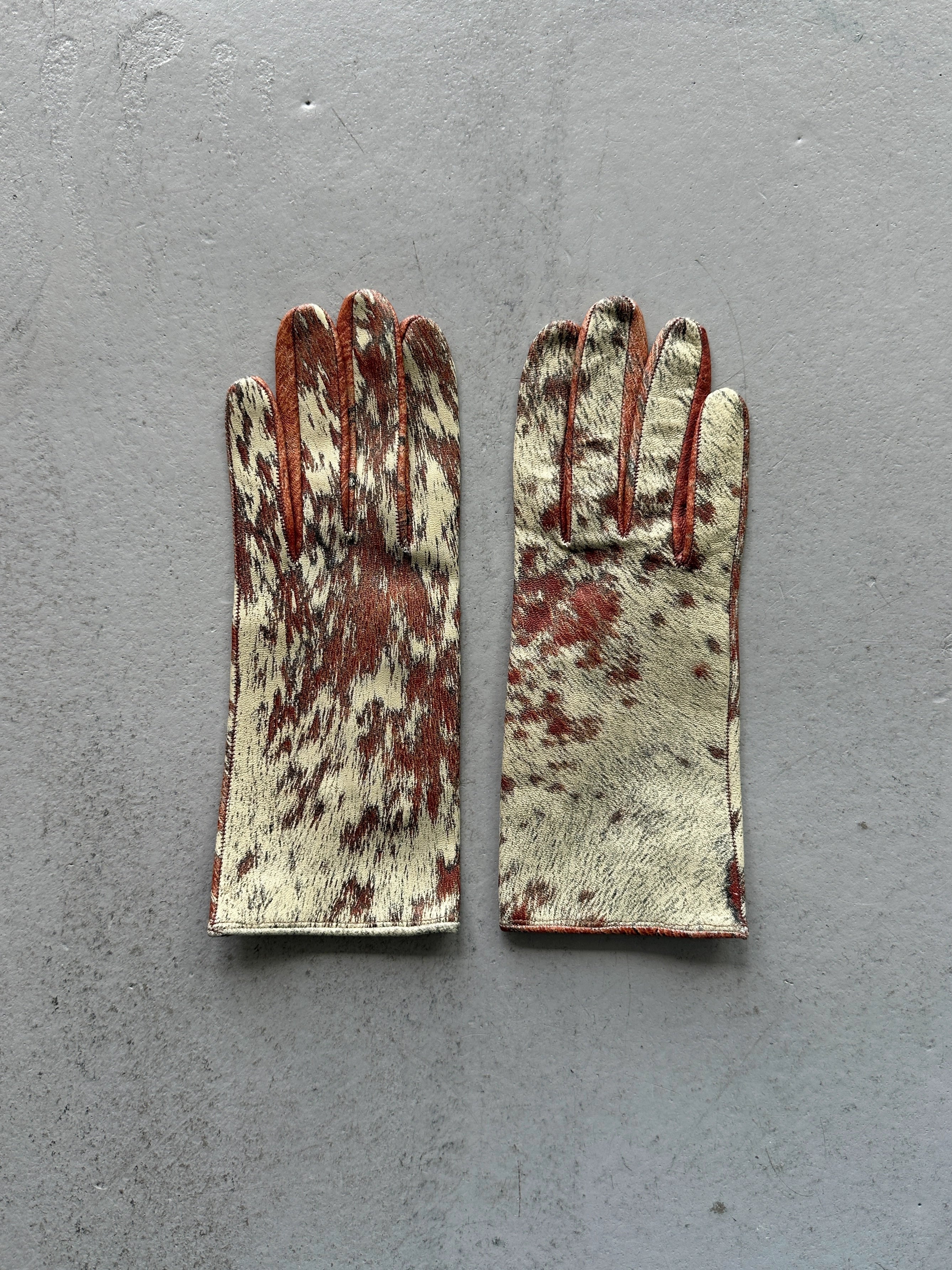 ROBERTO CAVALLI - 1990s ANIMALIER LEATHER GLOVES