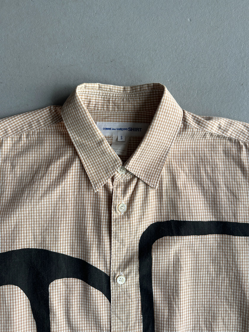 COMME DES GARÇONS SHIRT - F/W 2013 MICRO CHECK PATTERN SHIRT WITH OVERSIZED GRAPHIC AT FRONT