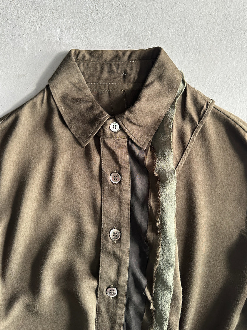 YOHJI YAMAMOTO Y'S - S/S 2001 ASYMMETRICAL SHIRT WITH DETACHABLE DETAIL AT COLLAR