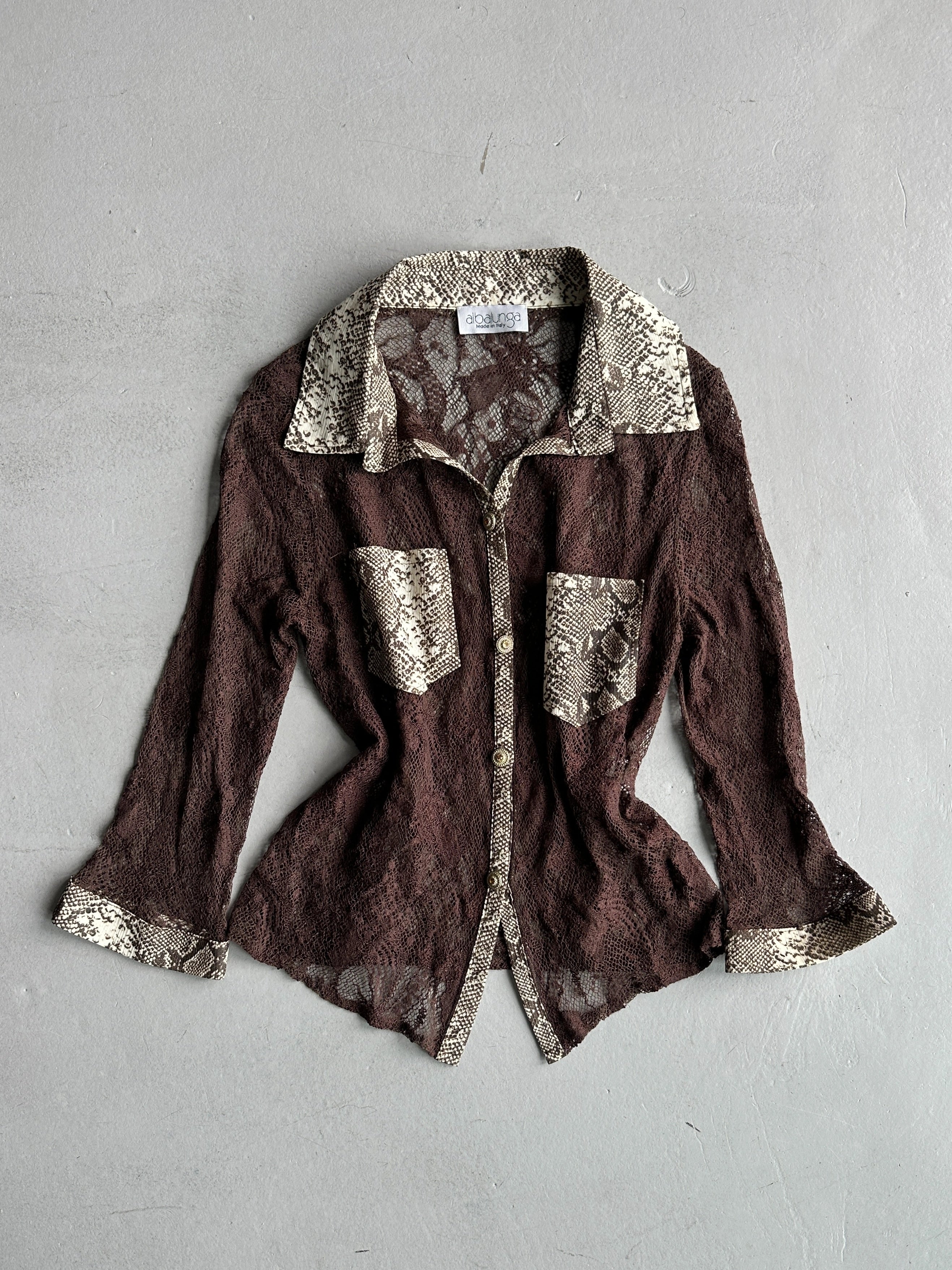 2000s LACE SHIRT WITH SNAKESKIN DETAILS