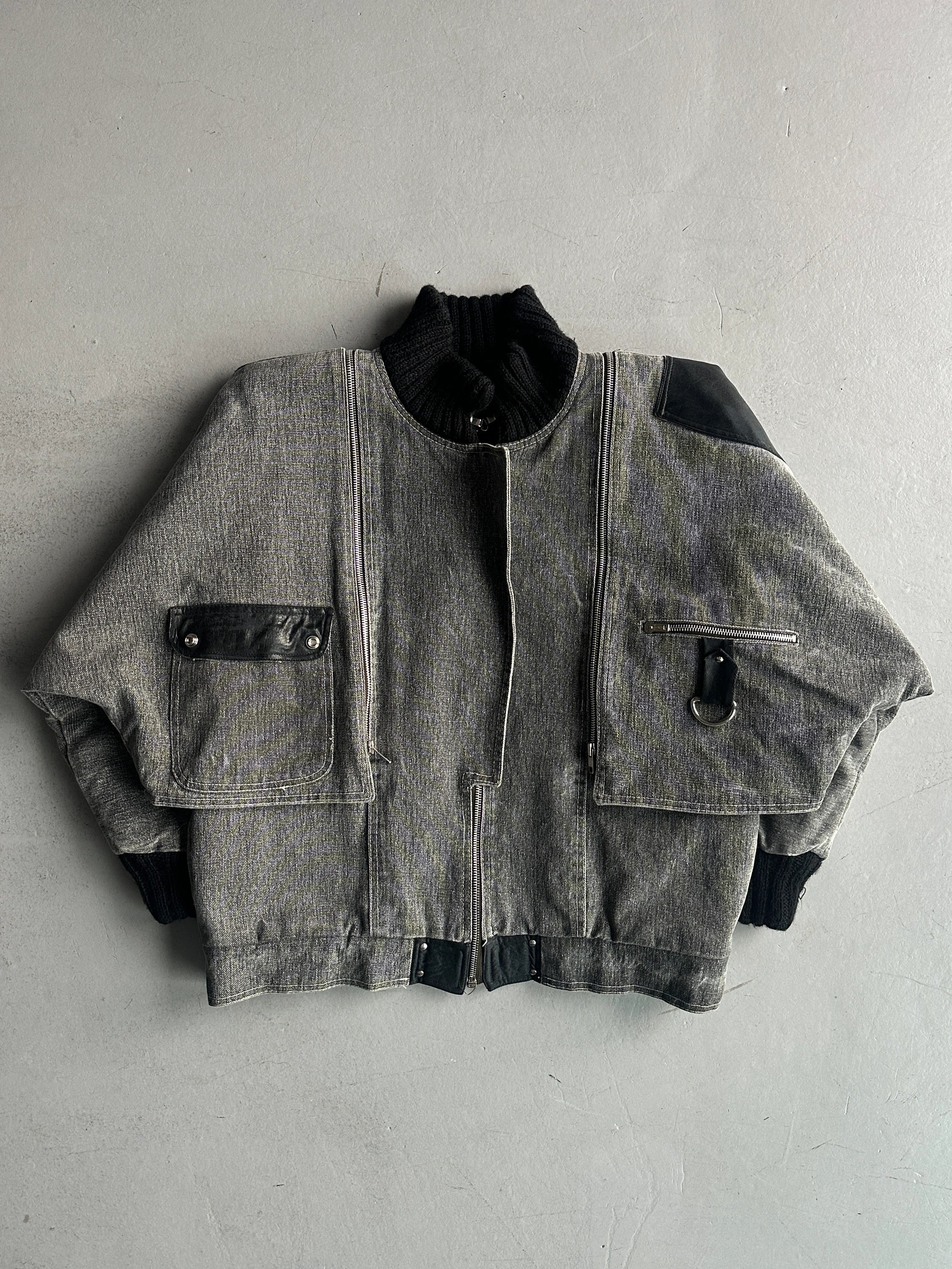 ITALIAN LABEL 1980s 2 IN 1 BOXY FIT DENIM BOMBER JACKET GILET